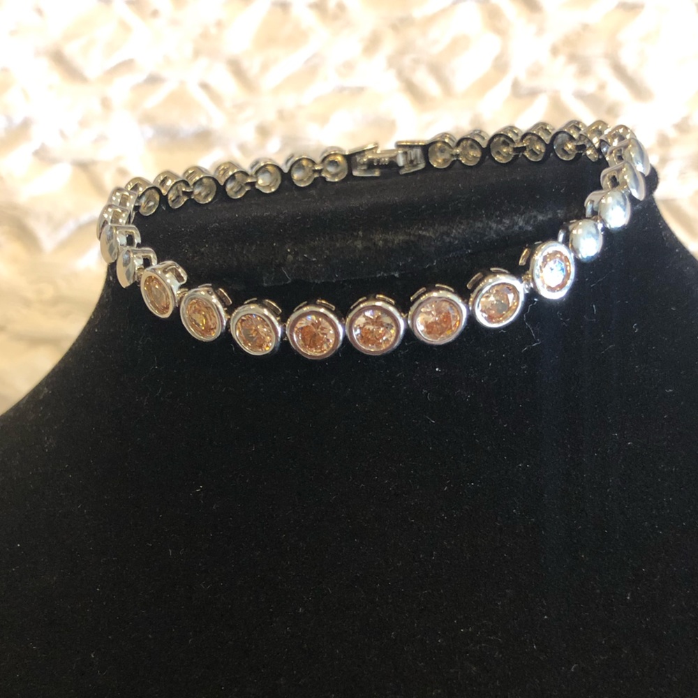 Silver Bracelet with Champagne Stones